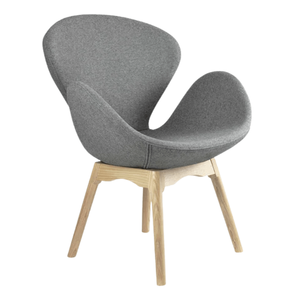 Silla de oficina NOGAL BEAT SWAN con asiento y respaldo tapizados en una pieza ergonómica y brazos fijos