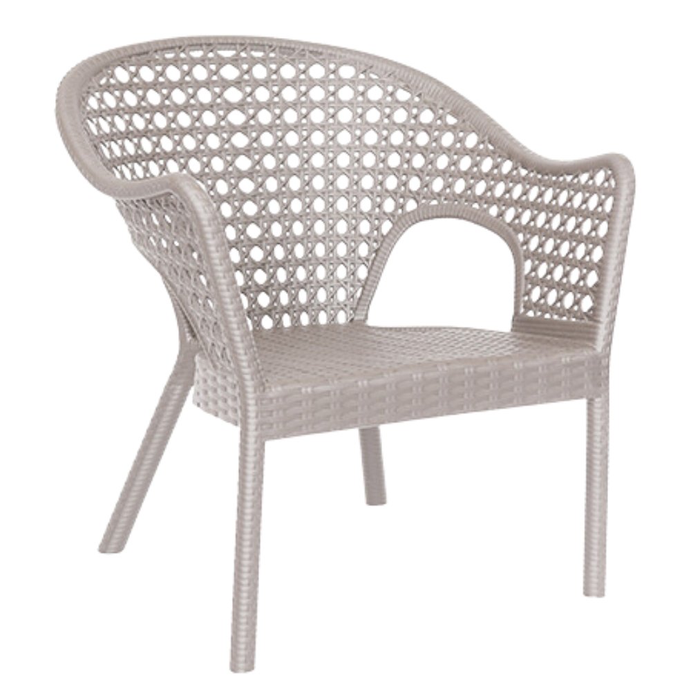 Silla Offiho Iris OHV-7029-DC en polipropileno imitación mimbre para jardín, café blanco y gris