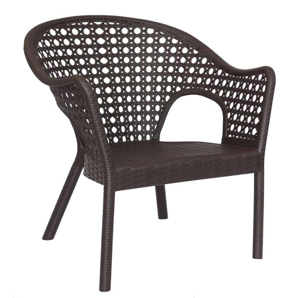Silla Offiho Iris OHV-7029-DC en polipropileno imitación mimbre para jardín, café blanco y gris