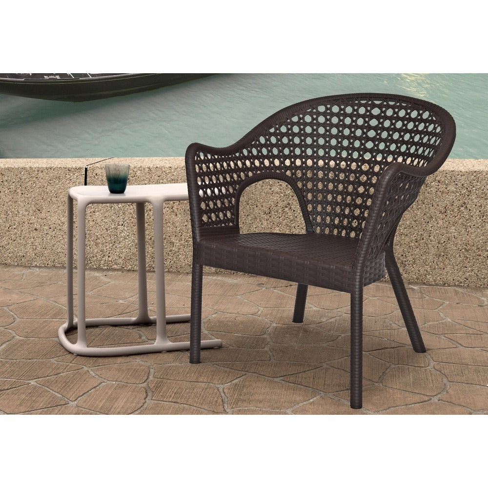 Silla Offiho Iris OHV-7029-DC en polipropileno imitación mimbre para jardín, café blanco y gris
