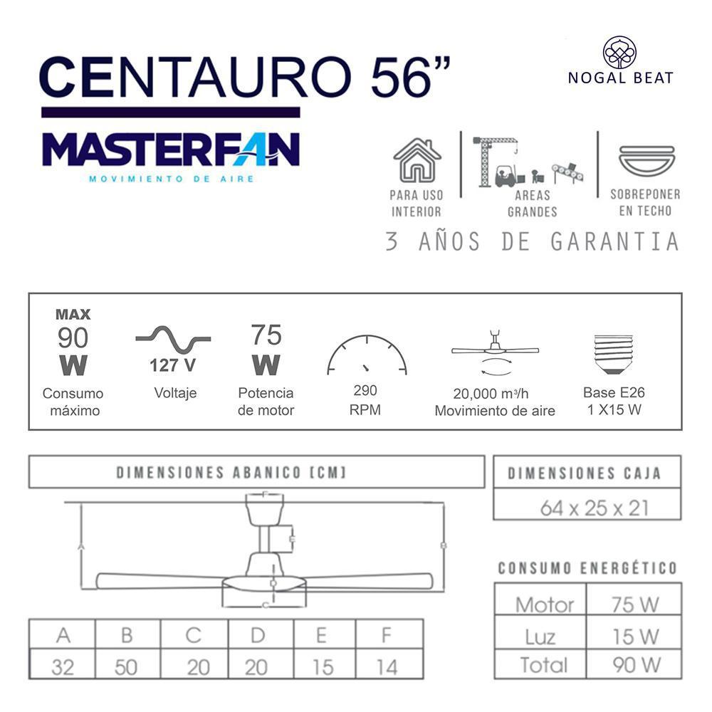Ventilador Industrial de Techo para Bodegas - MASTERFAN CENTAURO 56 - Satinado - 3 Aspas Áreas Grandes Ventiladores Industriales Circulación de Aire Ventilación Industrial Sistemas de Ventilación Ruido de Ventiladores Aire Fresco Ventilación Industrial Ventilación Comercial Ventiladores de Techo Ventiladores de Pie Ventiladores de Conducto Calidad del Aire Interior Naves Industriales y Fábricas Almacenes y Centros de Distribución Talleres y Fábricas de Procesamiento Centros Comerciales y Grandes Superficies