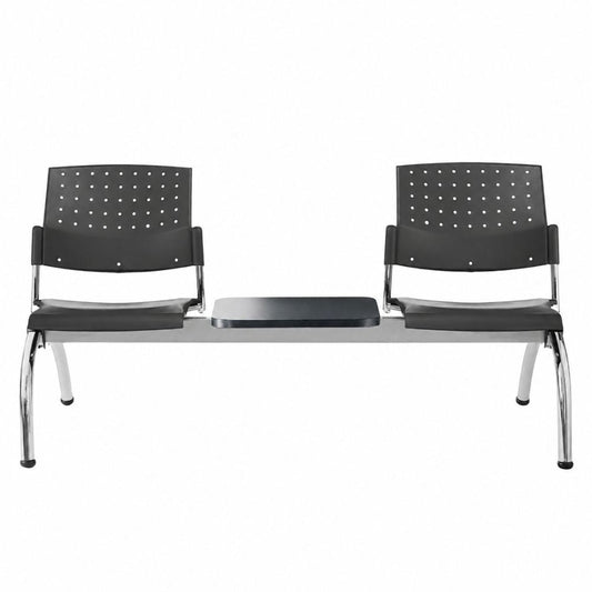 Banca Área de Espera Diferentes Plazas y Mesas - LABENZE ARETA - Varios Colores - Asiento Tubular de Acero Pintado o Cromado - 108-2203M - Labenze - NOGAL BEAT - Banca de Visita