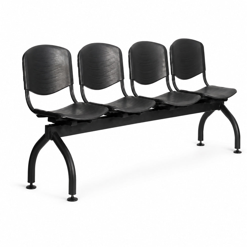 Banca de Visita para Oficina Punto Cuatro Plazas Asiento y Respaldo - VERSA ALTUS PUNTO (BANCA) - Estructura Aluminio - Patas Negra/gris - AL-924 ALTUS PUNTO Patas Negra/gris - VERSA - NOGAL BEAT - Banca de Visita