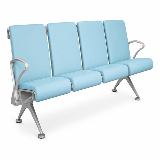 Banca de Visita para Oficina Sky Cuatro Plazas Pintura Horneada Color Gris - VERSA ALTUS SKY TAPIZADA - Estructura Aluminio - Asiento y Respaldo en Dos Piezas de Lamina - BT-ST0904 - VERSA - NOGAL BEAT - Banca de Visita