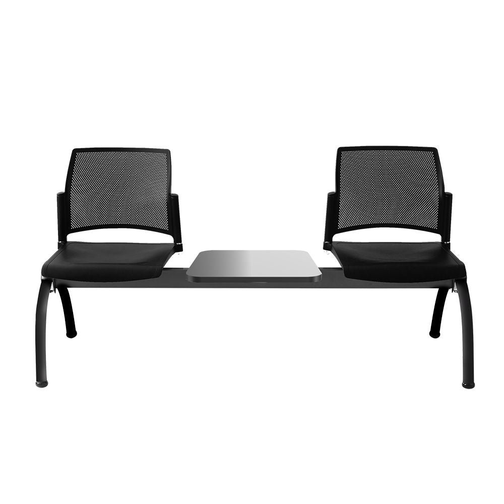 BANCA LABENZE REPLAY 108-6003M | Banca Lugar Público Sala de Espera Aeropuerto Hospital | 2 Plazas Mesa Multiperforado 4 Patas Tubular | Varios Colores | Polipropileno Acero Pintado | Interior - 108-6003M - Labenze - NOGAL BEAT -