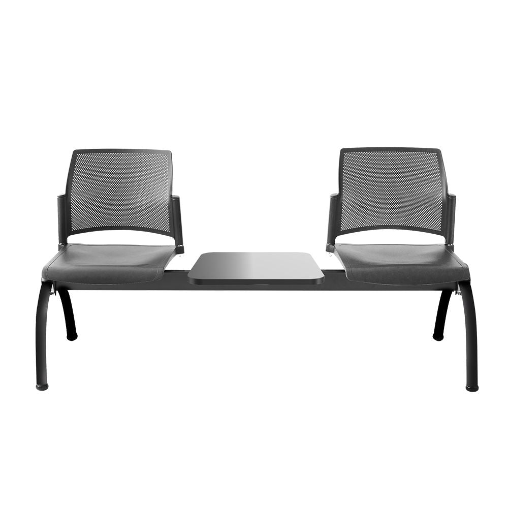 BANCA LABENZE REPLAY 108-6003M | Banca Lugar Público Sala de Espera Aeropuerto Hospital | 2 Plazas Mesa Multiperforado 4 Patas Tubular | Varios Colores | Polipropileno Acero Pintado | Interior - 108-6003M - Labenze - NOGAL BEAT -