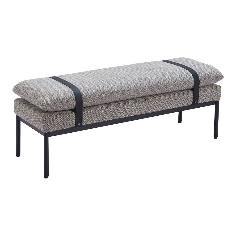Banca para Andén de Espera 2 Plazas - ZUO PADD - Gris - Asiento y Respaldo Tapizados en Tejido Texturizado - 110354 - Zuo - NOGAL BEAT - Banca