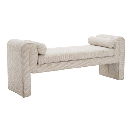 Banca para Área de Descanso 1 Plaza - ZUO ASTAR - Beige - Asiento y Respaldo Tapizados en Tejido Texturizado - 110436 - Zuo - NOGAL BEAT - Banca