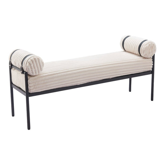 Banca para Lobby 2 Plazas - ZUO BARROW - Crema - Asiento y Respaldo Tapizados en Pana - 110353 - Zuo - NOGAL BEAT - Banca