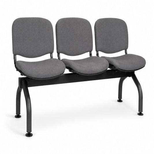 Banca para Sala de Espera 3 Plazas - VERSA ALTUS ERGO - Patas Cromadas - Asiento y Respaldo Tapizados en Tela con 4 Patas de Acero - AL-913 ALTUS ERGO Patas Cromadas - VERSA - NOGAL BEAT - Banca de Visita