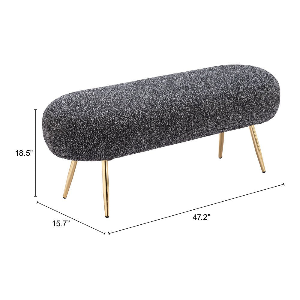 Banca para Vestidor 2 Plazas - ZUO CREEK - Negro Escarchado - Asiento y Respaldo Tapizados en Tejido Texturizado - 110081 - Zuo - NOGAL BEAT - Banca
