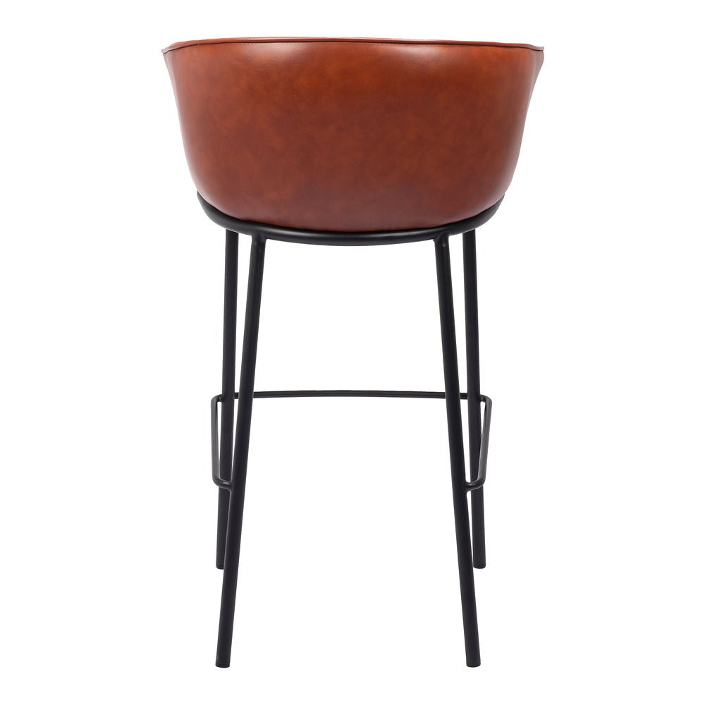 Banco Alto para Bar y Barra - ZUO GARSTON - Varios Colores - Asiento y Respaldo Tapizados en Piel Sintética - 110178 - Zuo - NOGAL BEAT - Banco Comercial