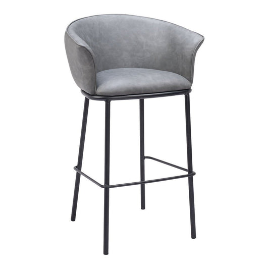 Banco Alto para Bar y Barra - ZUO GARSTON - Varios Colores - Asiento y Respaldo Tapizados en Piel Sintética - 110177 - Zuo - NOGAL BEAT - Banco Comercial