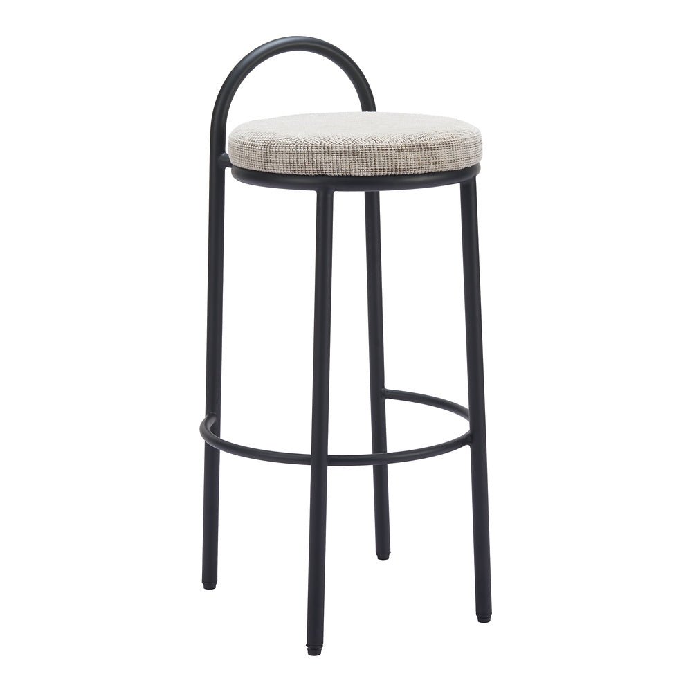 Banco Alto para Bar y Barra - ZUO SISAL - Beige Tweed - Asiento y Respaldo Tapizados - 110097 - Zuo - NOGAL BEAT - Banco Comercial