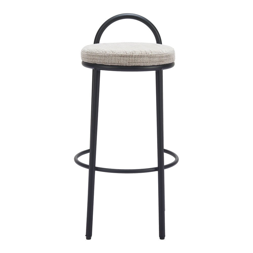 Banco Alto para Bar y Barra - ZUO SISAL - Beige Tweed - Asiento y Respaldo Tapizados - 110097 - Zuo - NOGAL BEAT - Banco Comercial
