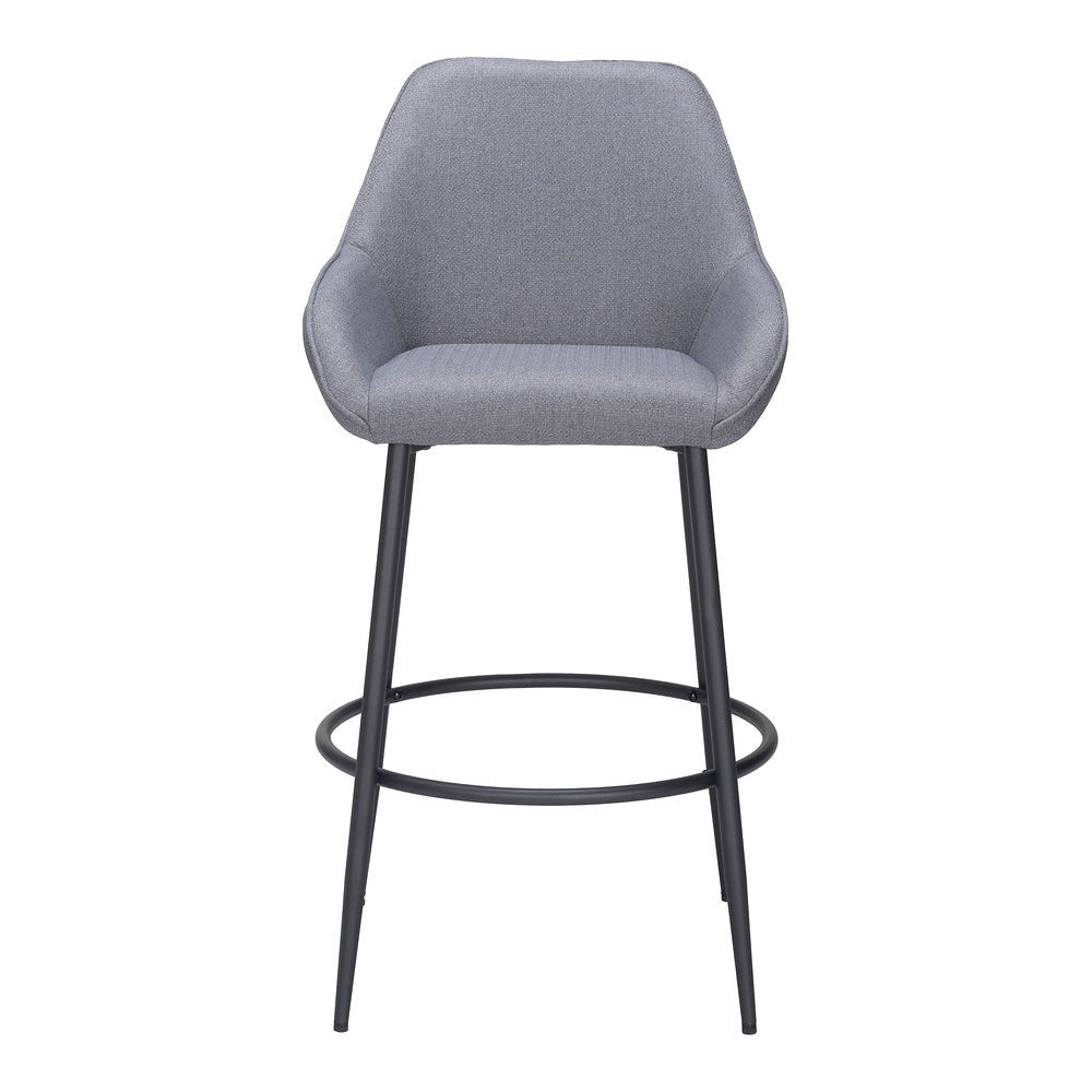 Banco Alto para Bar y Barra - ZUO VILA - Gris - Asiento y Respaldo Tapizados - 110078 - Zuo - NOGAL BEAT - Banco Comercial