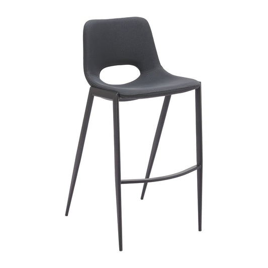 Banco Alto para Barra de Hotel - ZUO DESI - Varios Colores - Asiento y Respaldo Tapizados en Piel Sintética - 110827 - Zuo - NOGAL BEAT - Banco Comercial