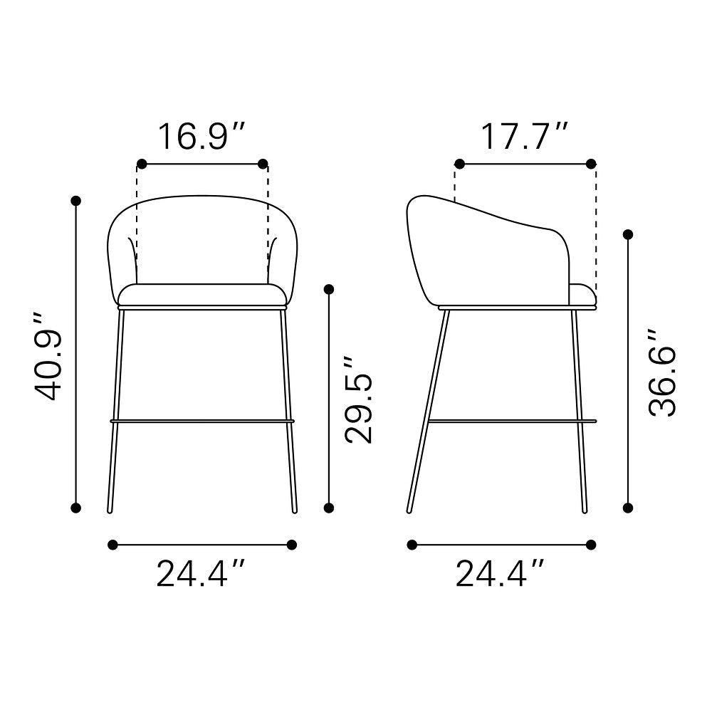 Banco Alto para Barra de Hotel - ZUO ESSEN - Varios Colores - Asiento y Respaldo Tapizados en Tejido Texturizado - 109808 - Zuo - NOGAL BEAT - Banco Comercial