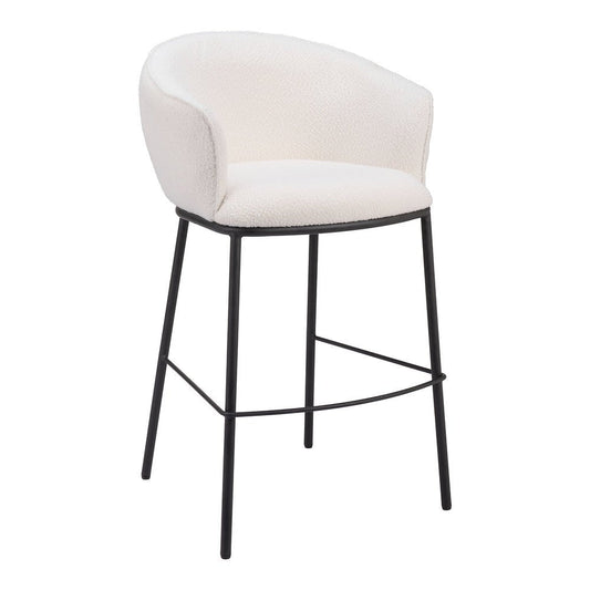 Banco Alto para Barra de Hotel - ZUO ESSEN - Varios Colores - Asiento y Respaldo Tapizados en Tejido Texturizado - 109808 - Zuo - NOGAL BEAT - Banco Comercial