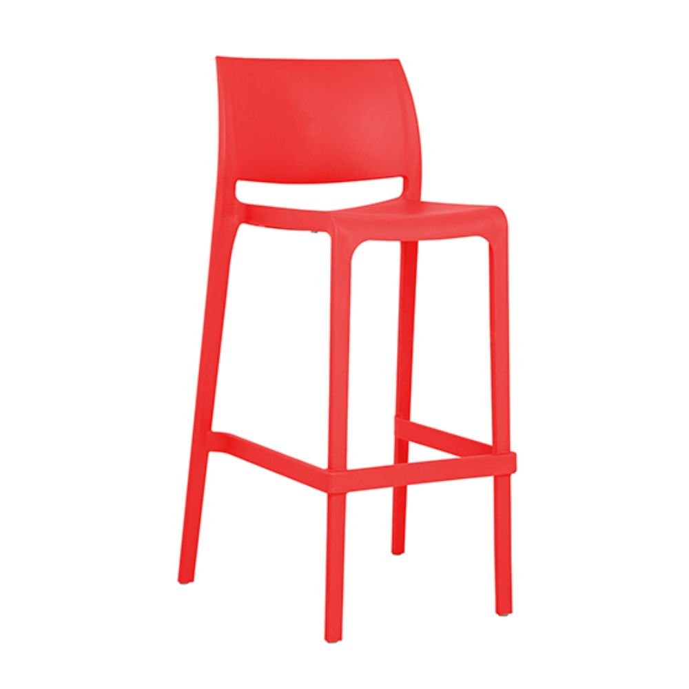 Banco alto Offiho Sensilla OHV-7211B de polipropileno en una sola pieza, apilable, con respaldo y patas integradas.