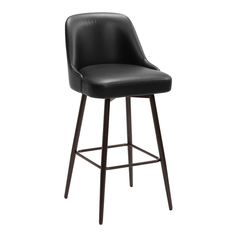 Banco Alto para Bistró - ZUO KEPPEL - Varios Colores - Asiento y Respaldo Tapizados en Piel Sintética - 109975 - Zuo - NOGAL BEAT - Banco Comercial