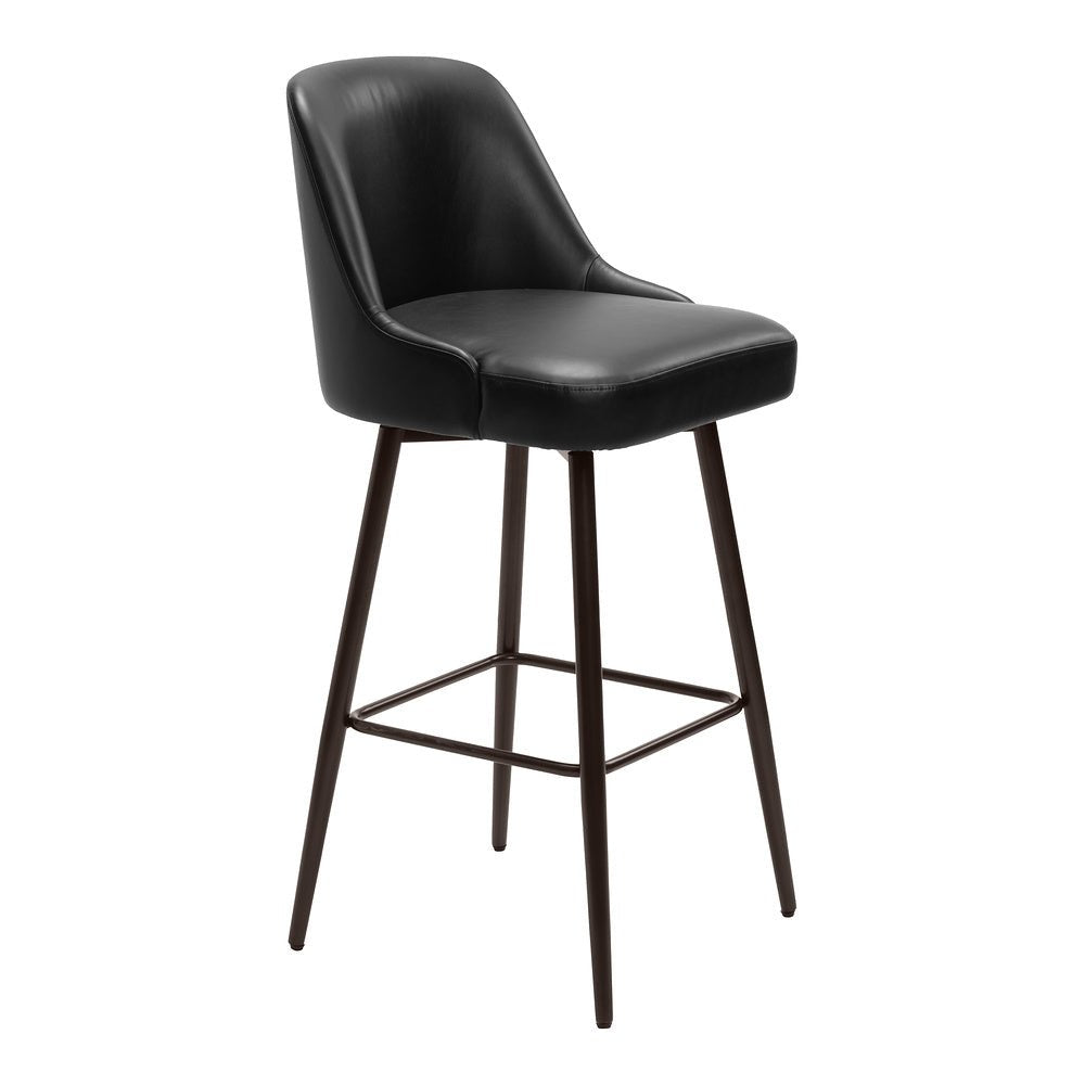 Banco Alto para Bistró - ZUO KEPPEL - Varios Colores - Asiento y Respaldo Tapizados en Piel Sintética - 109975 - Zuo - NOGAL BEAT - Banco Comercial