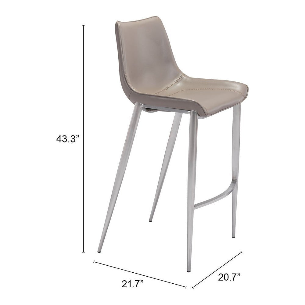 Banco Alto para Bistró - ZUO MAGNUS 53x55 101274 - Varios Colores - Asiento y Respaldo Tapizados en Piel Sintética - 101274 - Zuo - NOGAL BEAT - Banco Comercial