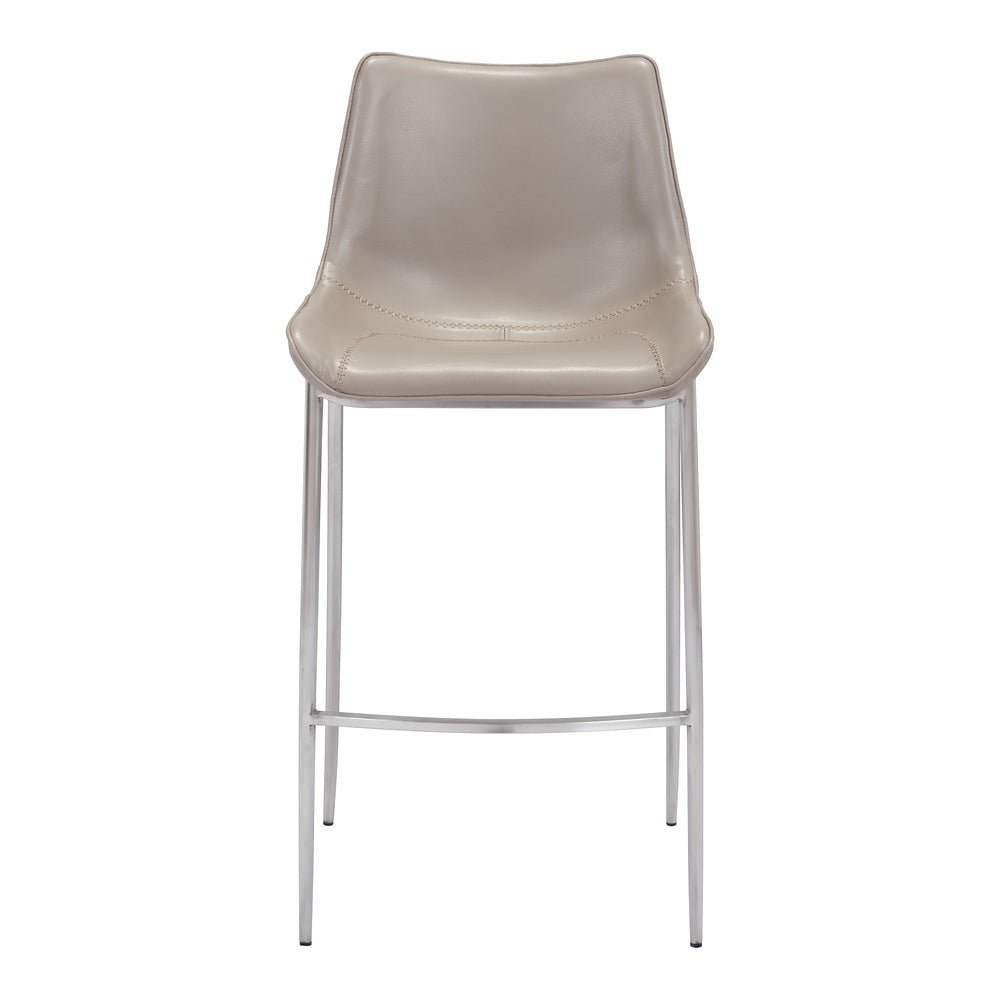 Banco Alto para Bistró - ZUO MAGNUS 53x55 101274 - Varios Colores - Asiento y Respaldo Tapizados en Piel Sintética - 101274 - Zuo - NOGAL BEAT - Banco Comercial