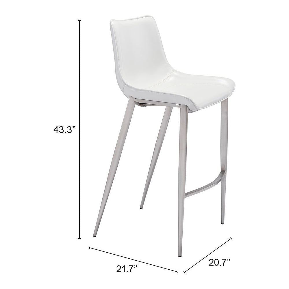 Banco Alto para Bistró - ZUO MAGNUS 53x55 101275 - Varios Colores - Asiento y Respaldo Tapizados en Piel Sintética - 101275 - Zuo - NOGAL BEAT - Banco Comercial