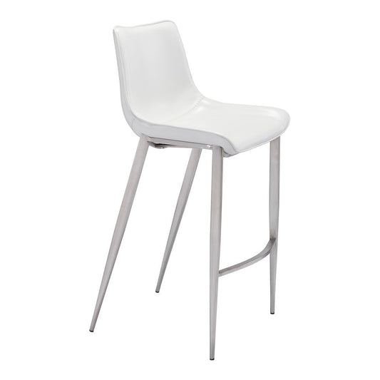 Banco Alto para Bistró - ZUO MAGNUS 53x55 101275 - Varios Colores - Asiento y Respaldo Tapizados en Piel Sintética - 101275 - Zuo - NOGAL BEAT - Banco Comercial