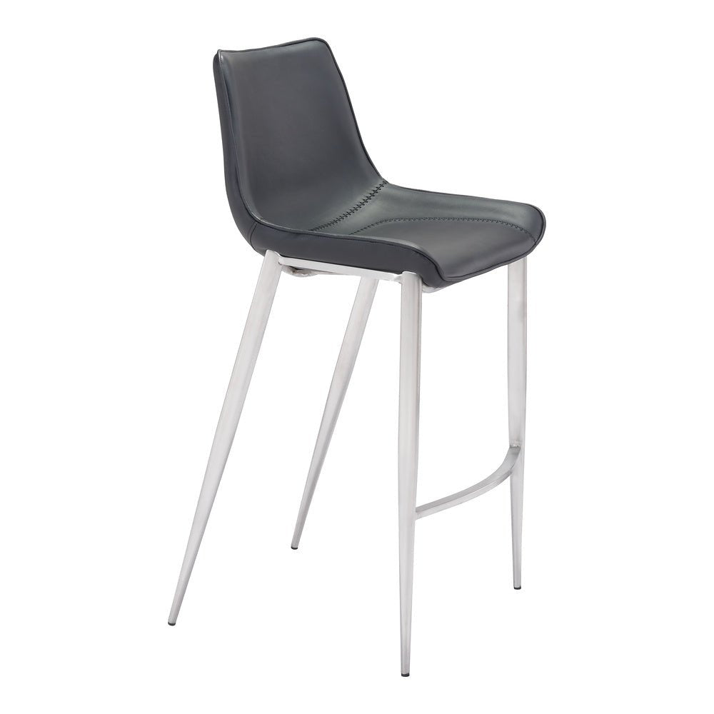 Banco Alto para Bistró - ZUO MAGNUS 53x55 101276 - Varios Colores - Asiento y Respaldo Tapizados en Piel Sintética - 101276 - Zuo - NOGAL BEAT - Banco Comercial