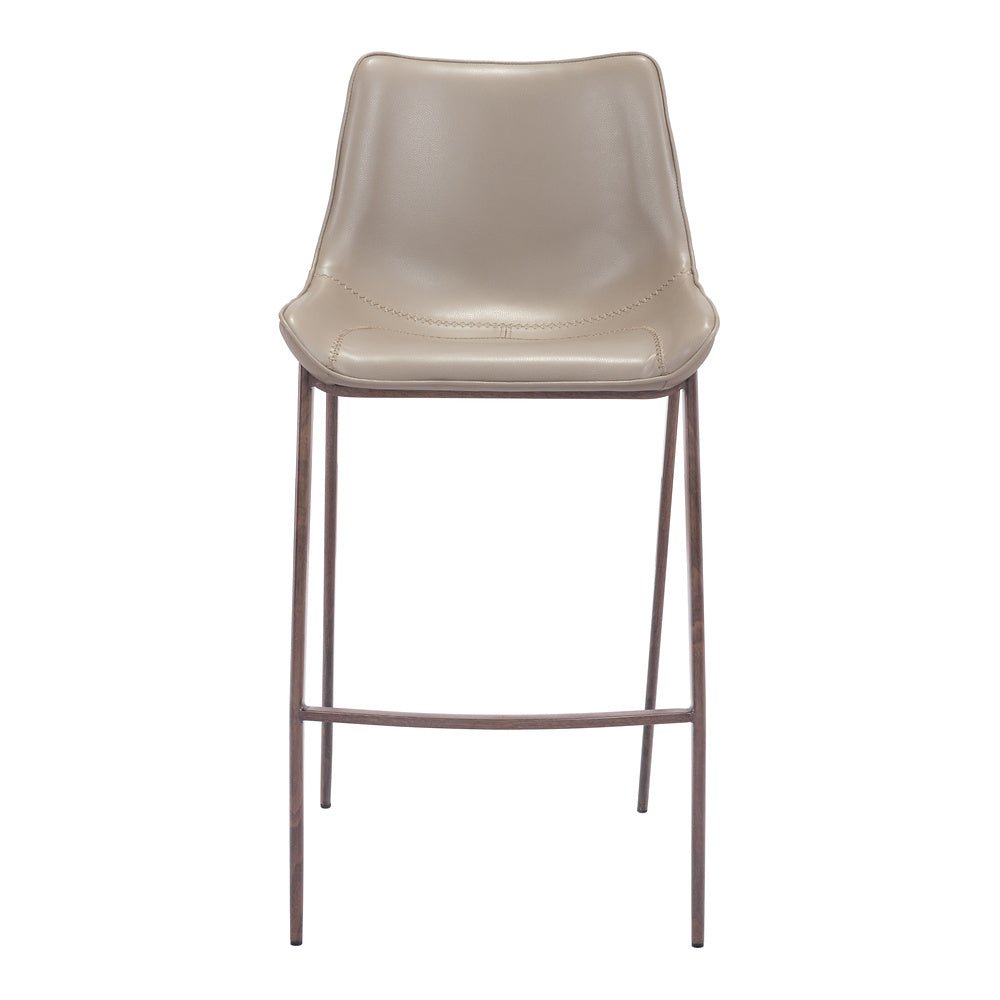 Banco Alto para Bistró - ZUO MAGNUS 53x55 101277 - Varios Colores - Asiento y Respaldo Tapizados en Piel Sintética - 101277 - Zuo - NOGAL BEAT - Banco Comercial
