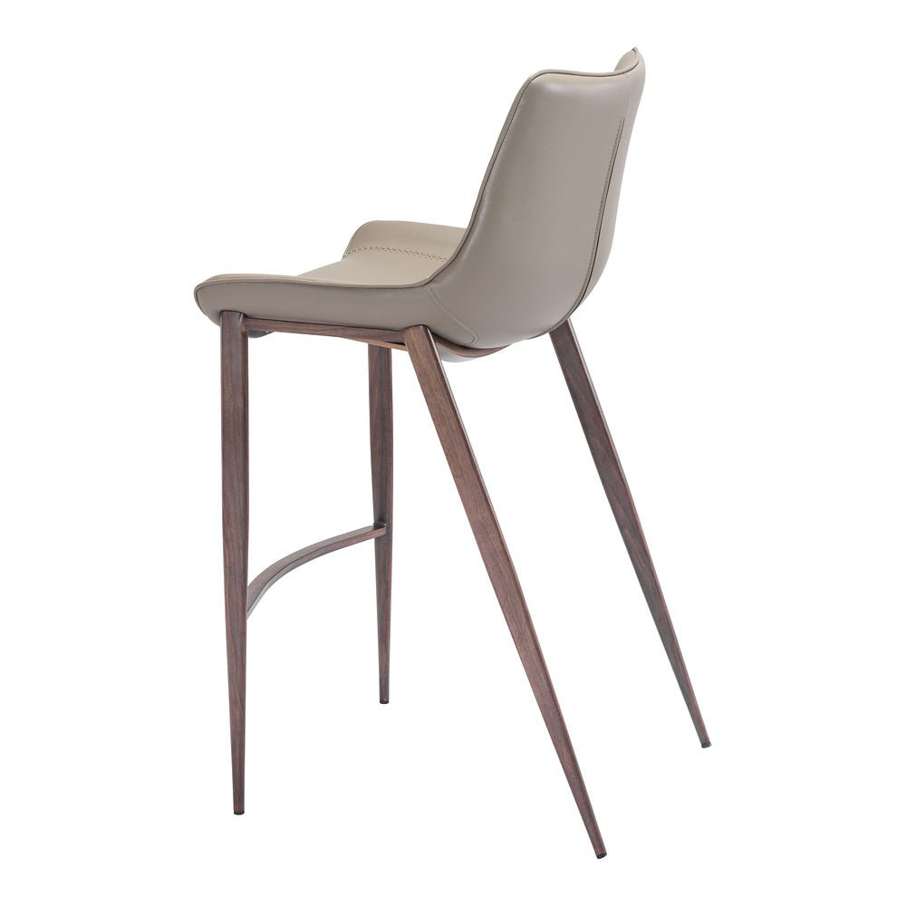 Banco Alto para Bistró - ZUO MAGNUS 53x55 101277 - Varios Colores - Asiento y Respaldo Tapizados en Piel Sintética - 101277 - Zuo - NOGAL BEAT - Banco Comercial