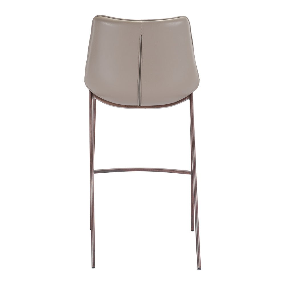 Banco Alto para Bistró - ZUO MAGNUS 53x55 101277 - Varios Colores - Asiento y Respaldo Tapizados en Piel Sintética - 101277 - Zuo - NOGAL BEAT - Banco Comercial