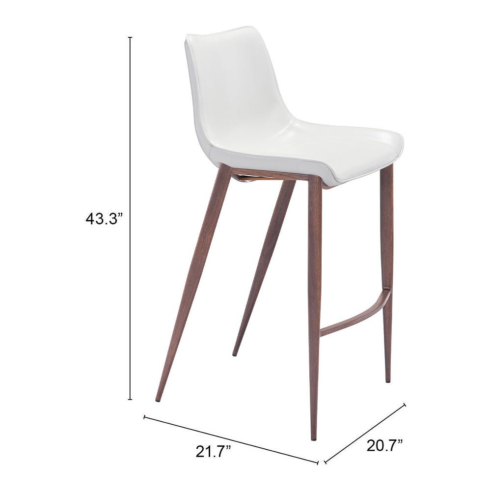 Banco Alto para Bistró - ZUO MAGNUS 53x55 101278 - Varios Colores - Asiento y Respaldo Tapizados en Piel Sintética - 101278 - Zuo - NOGAL BEAT - Banco Comercial