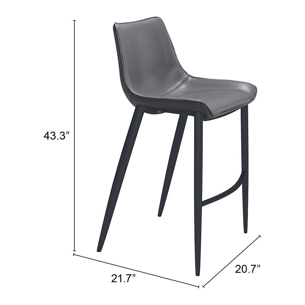 Banco Alto para Bistró - ZUO MAGNUS 53x55 109391 - Varios Colores - Asiento y Respaldo Tapizados en Piel Sintética - 109391 - Zuo - NOGAL BEAT - Banco Comercial