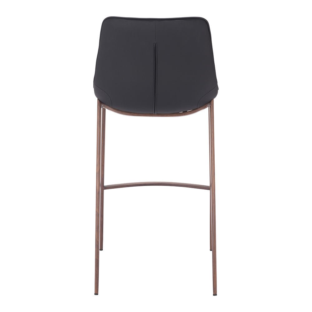Banco Alto para Bistró - ZUO MAGNUS 53x55 109937 - Varios Colores - Asiento y Respaldo Tapizados en Piel Sintética - 109937 - Zuo - NOGAL BEAT - Banco Comercial