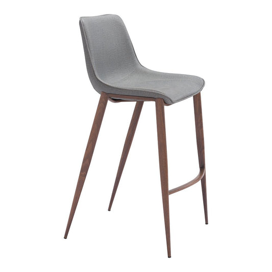 Banco Alto para Bistró - ZUO MAGNUS 53x55 109938 - Varios Colores - Asiento y Respaldo Tapizados en Piel Sintética - 109938 - Zuo - NOGAL BEAT - Banco Comercial