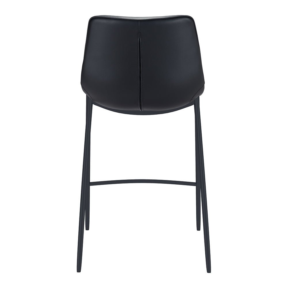 Banco Alto para Bistró - ZUO MAGNUS - Negro - Asiento y Respaldo Tapizados en Piel Sintética - 101923 - Zuo - NOGAL BEAT - Banco Comercial