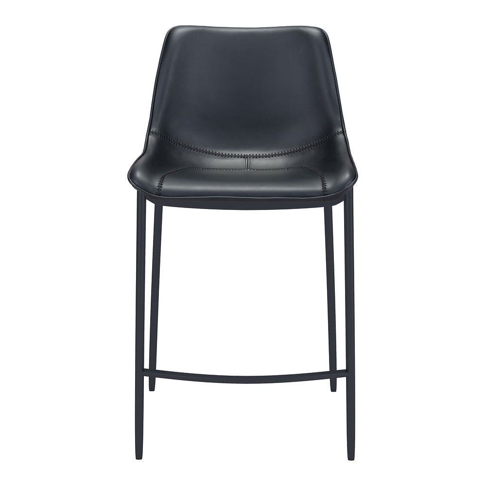 Banco Alto para Bistró - ZUO MAGNUS - Negro - Asiento y Respaldo Tapizados en Piel Sintética - 101923 - Zuo - NOGAL BEAT - Banco Comercial