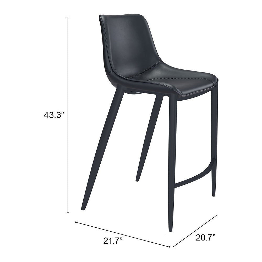 Banco Alto para Bistró - ZUO MAGNUS - Negro - Asiento y Respaldo Tapizados en Piel Sintética - 101923 - Zuo - NOGAL BEAT - Banco Comercial