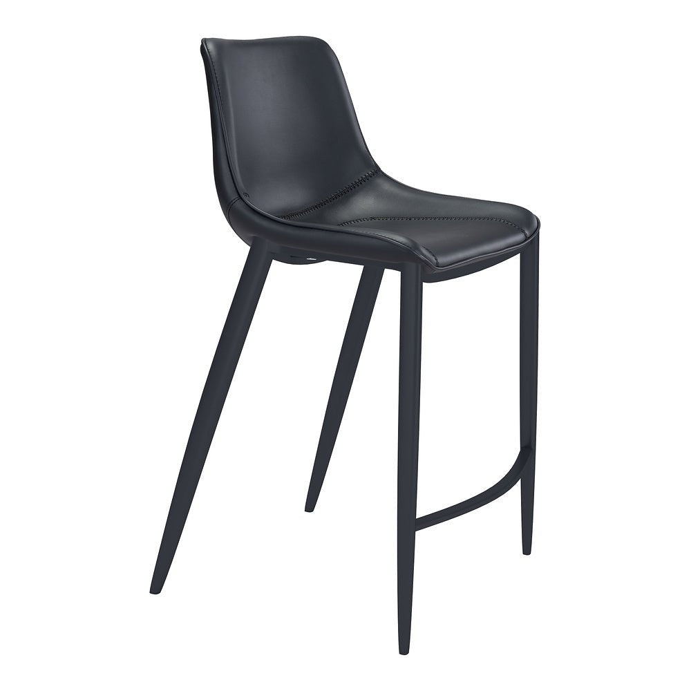 Banco Alto para Bistró - ZUO MAGNUS - Negro - Asiento y Respaldo Tapizados en Piel Sintética - 101923 - Zuo - NOGAL BEAT - Banco Comercial