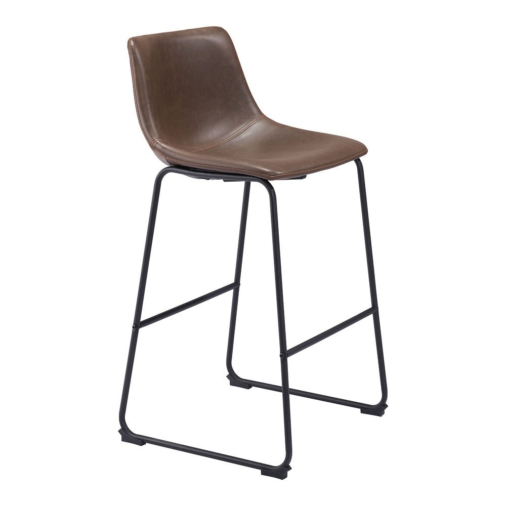 Banco Alto para Bistró - ZUO SMART - Varios Colores - Asiento y Respaldo Tapizados en Piel Sintética - 109326 - Zuo - NOGAL BEAT - Banco Comercial
