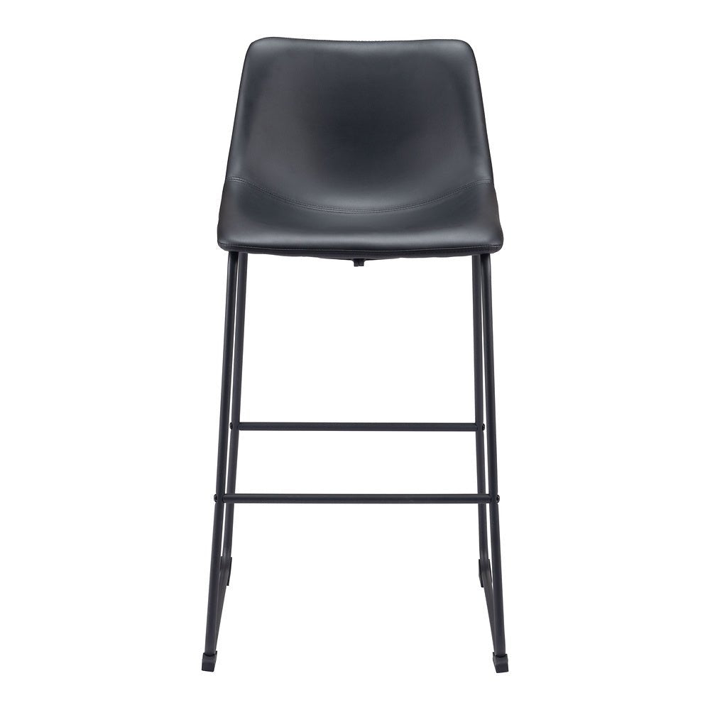 Banco Alto para Bistró - ZUO SMART - Varios Colores - Asiento y Respaldo Tapizados en Piel Sintética - 109650 - Zuo - NOGAL BEAT - Banco Comercial