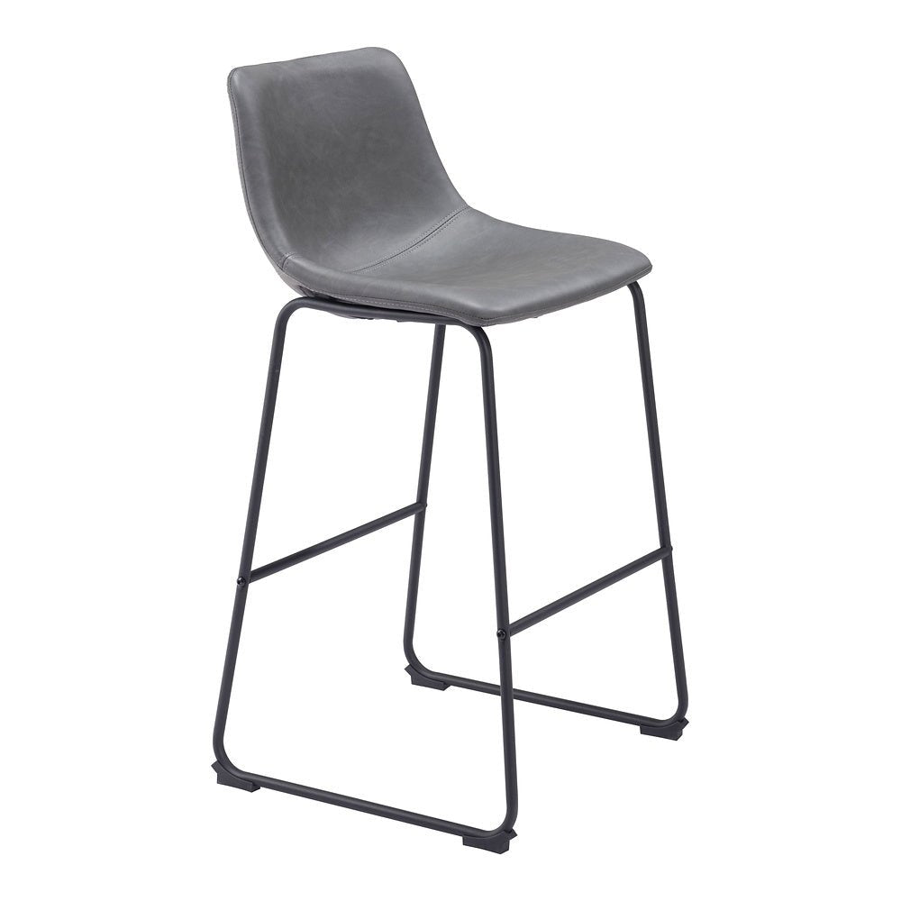 Banco Alto para Bistró - ZUO SMART - Varios Colores - Asiento y Respaldo Tapizados en Piel Sintética - 109327 - Zuo - NOGAL BEAT - Banco Comercial