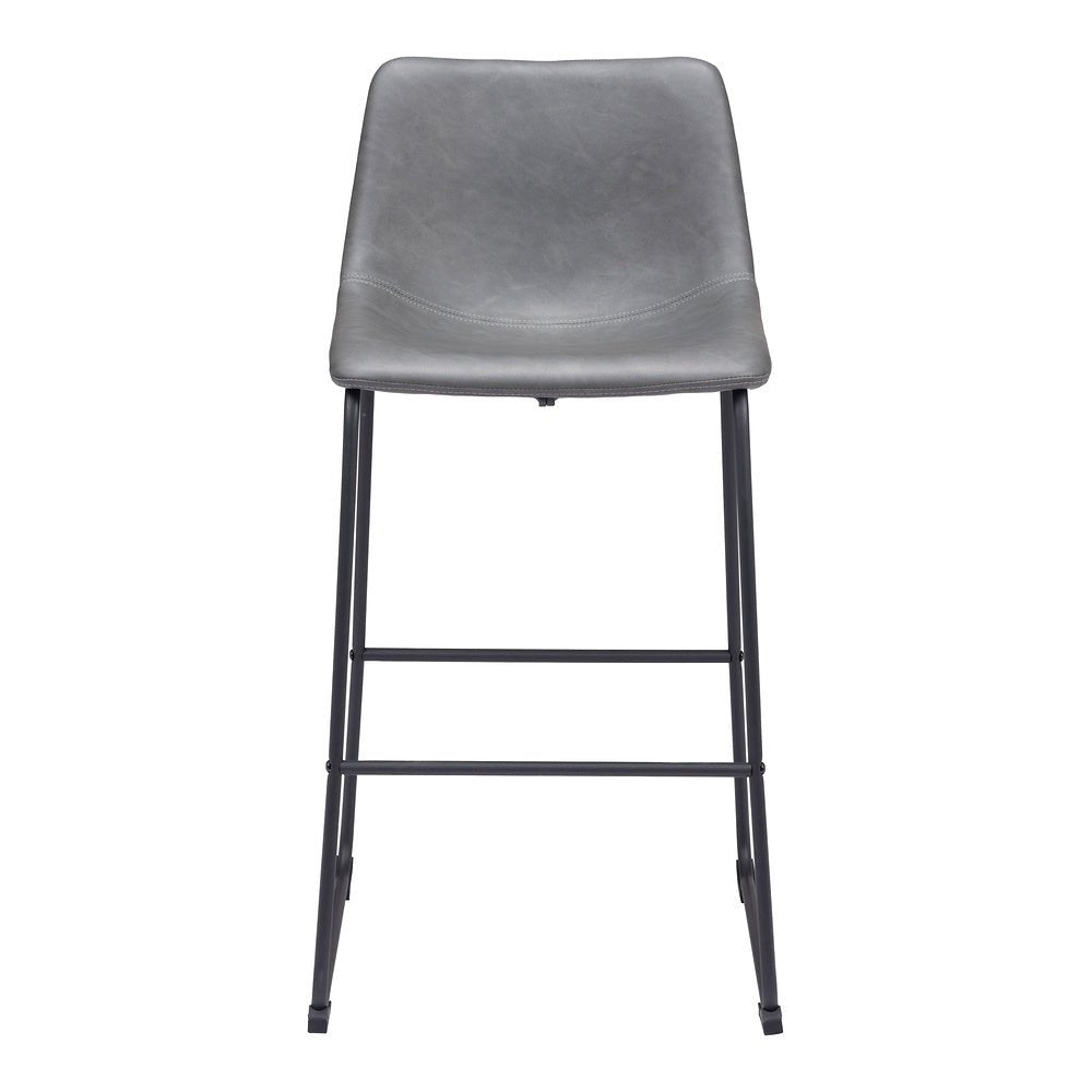 Banco Alto para Bistró - ZUO SMART - Varios Colores - Asiento y Respaldo Tapizados en Piel Sintética - 109327 - Zuo - NOGAL BEAT - Banco Comercial