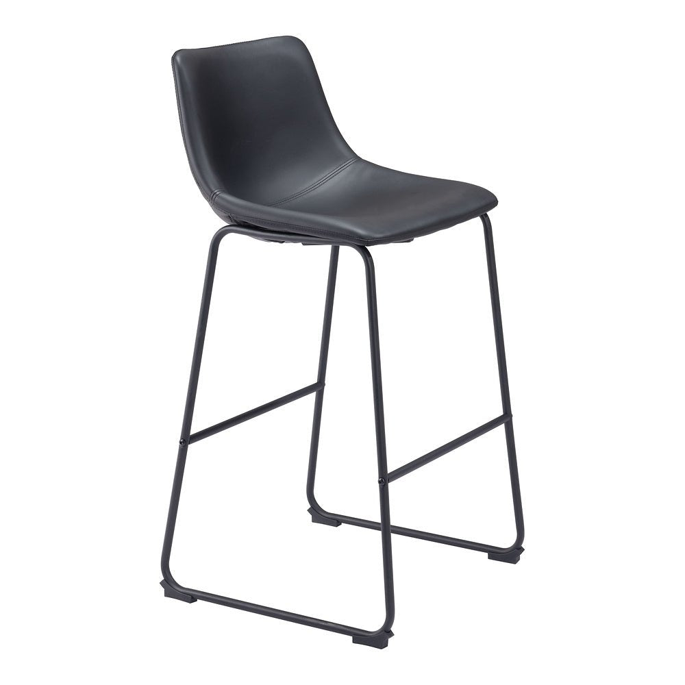 Banco Alto para Bistró - ZUO SMART - Varios Colores - Asiento y Respaldo Tapizados en Piel Sintética - 109650 - Zuo - NOGAL BEAT - Banco Comercial
