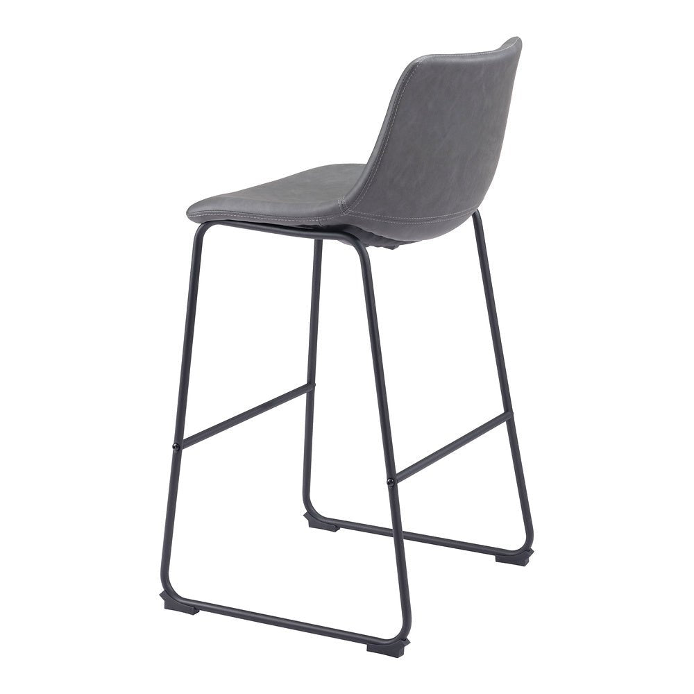 Banco Alto para Bistró - ZUO SMART - Varios Colores - Asiento y Respaldo Tapizados en Piel Sintética - 109327 - Zuo - NOGAL BEAT - Banco Comercial