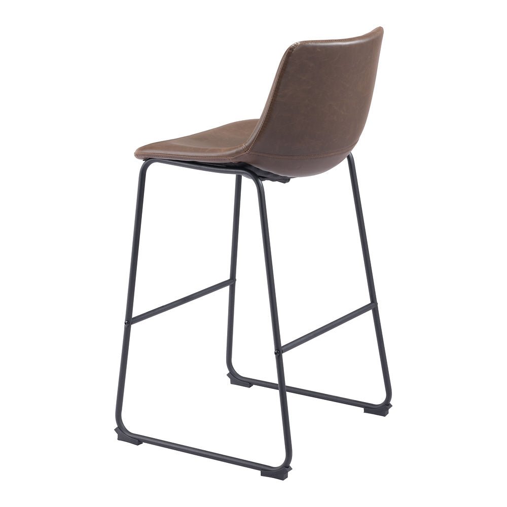 Banco Alto para Bistró - ZUO SMART - Varios Colores - Asiento y Respaldo Tapizados en Piel Sintética - 109326 - Zuo - NOGAL BEAT - Banco Comercial