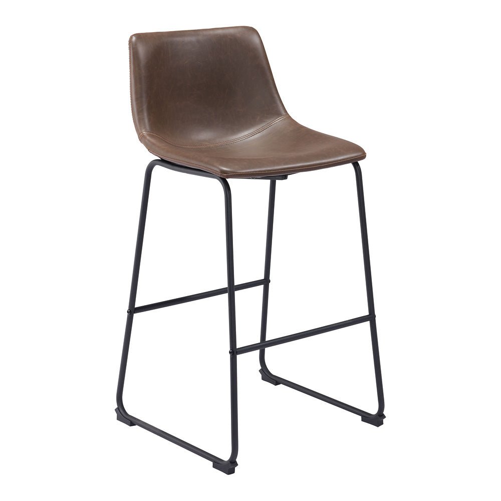 Banco Alto para Bistró - ZUO SMART - Varios Colores - Asiento y Respaldo Tapizados en Piel Sintética - 109326 - Zuo - NOGAL BEAT - Banco Comercial